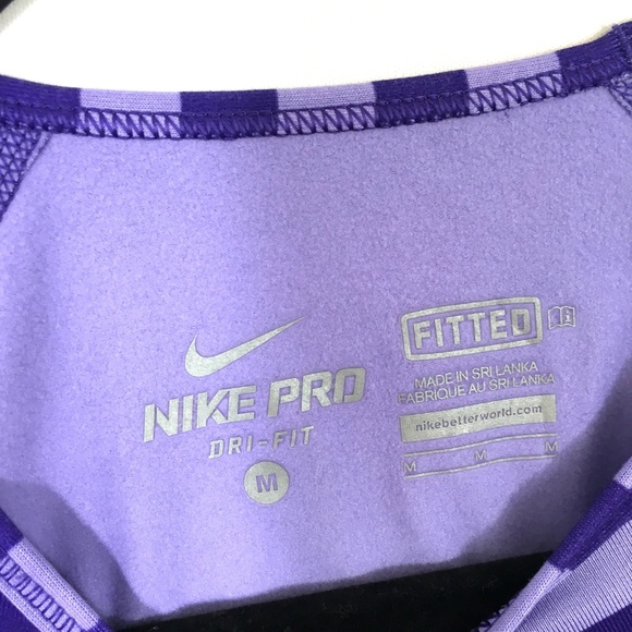 Nike Dry Fit Fitted Striped Long Sleeve Top Sz M - Picture 2 of 7